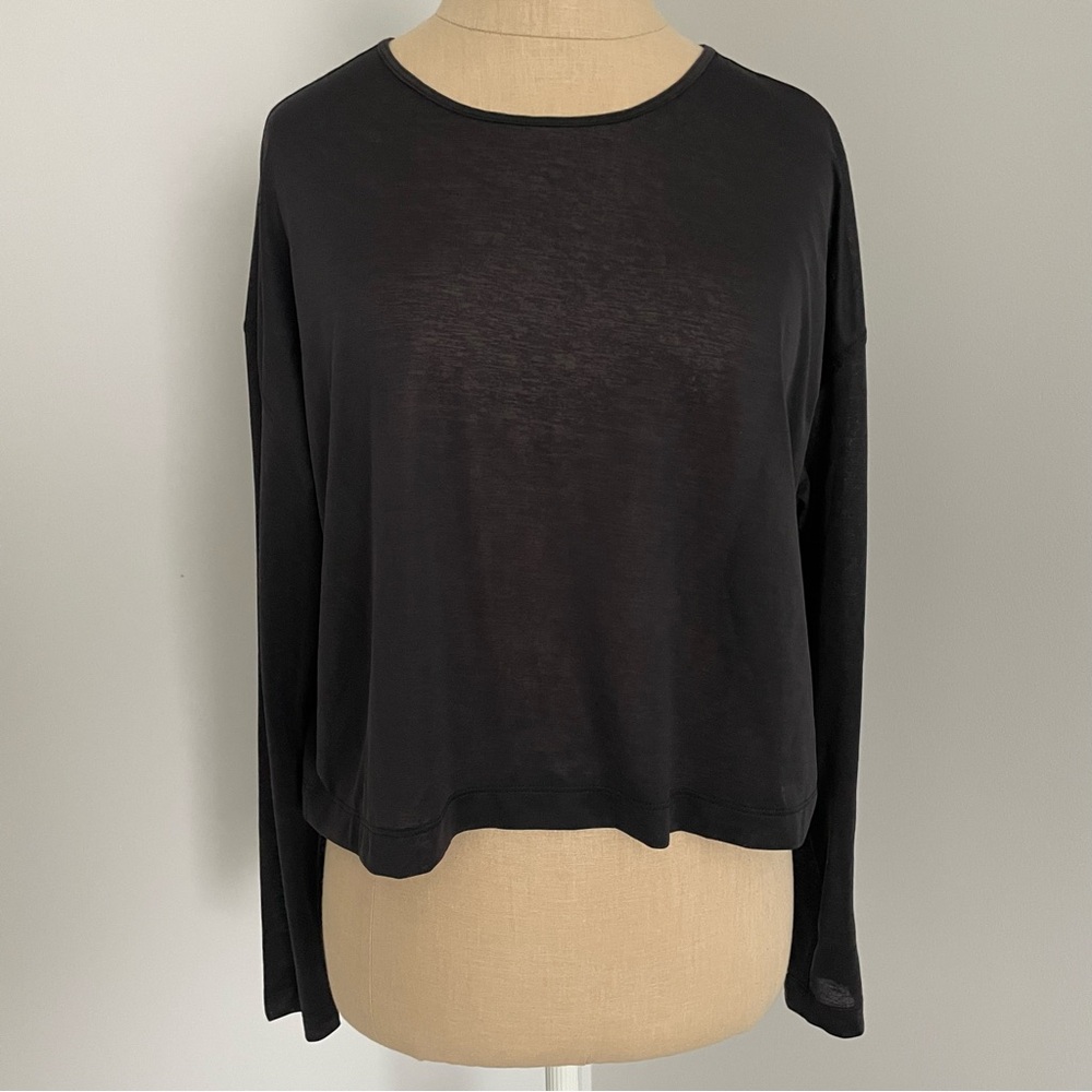 Black Long Sleeve Sheer Top